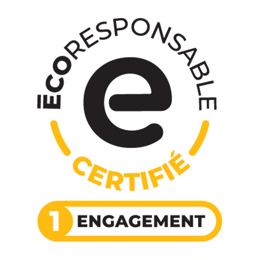 Logo de certification écoresponsable de niveau 1 - Simplex, votre partenaire engagé dans des pratiques durables et respectueuses de l'environnement.